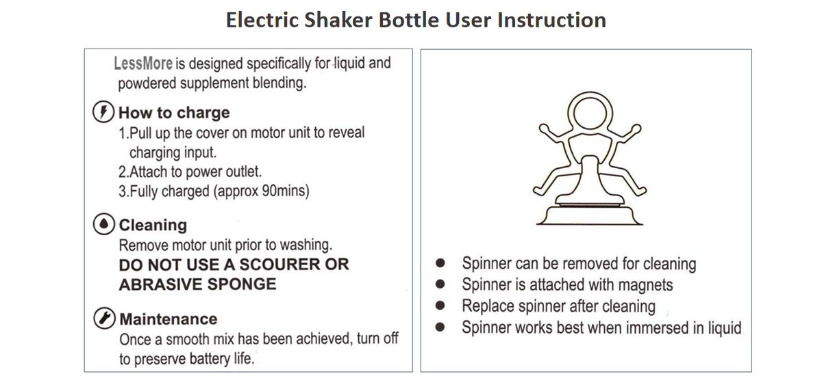 Electric Shaker Bottle User Instruction